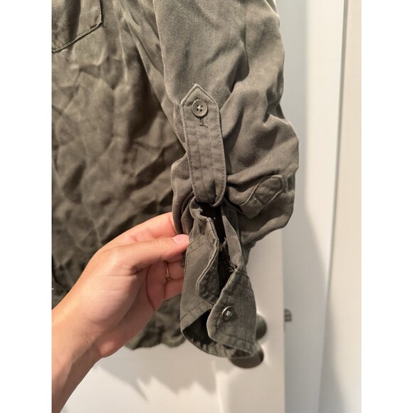 Women’s Daily Ritual Tencel Long Sleeve Utility Button Down Size M Medium Green - Picture 2 of 5